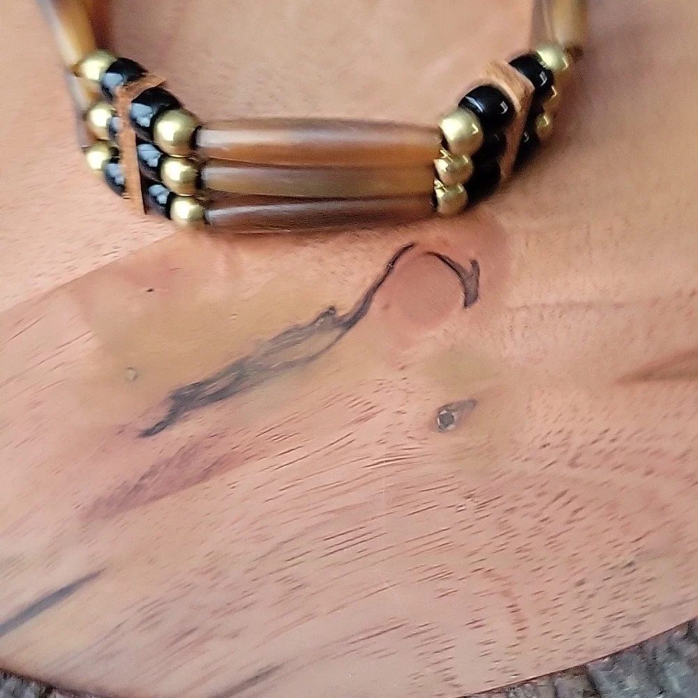 Hand Crafted 3 Stack Beaded Choker Necklace - Picture 9 of 9
